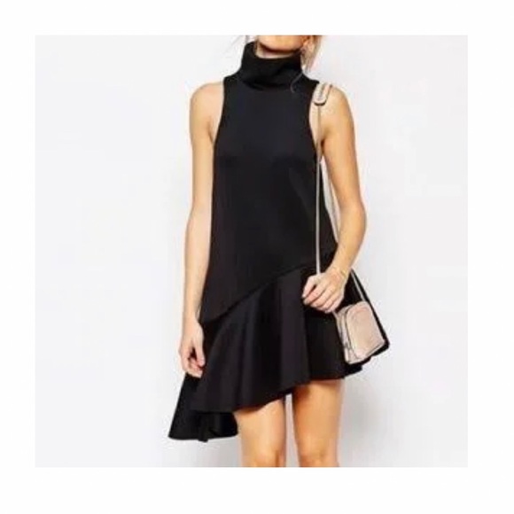 Swept Away Black Asymmetrical Dress - Picture 9 of 11